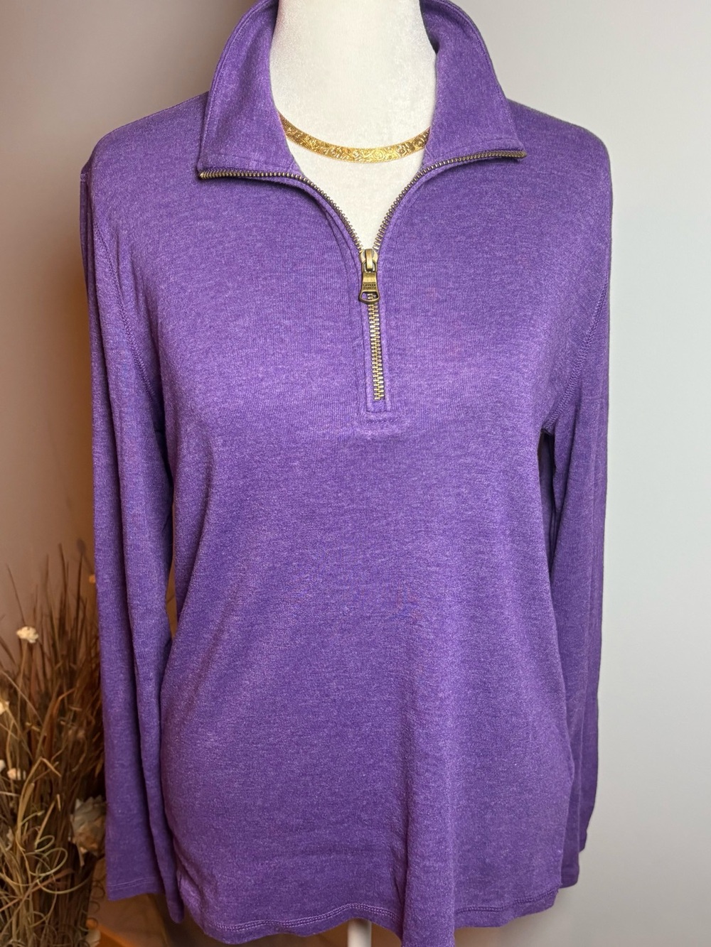 Lauren Ralph Lauren Purple Quarter Zip Pullover L